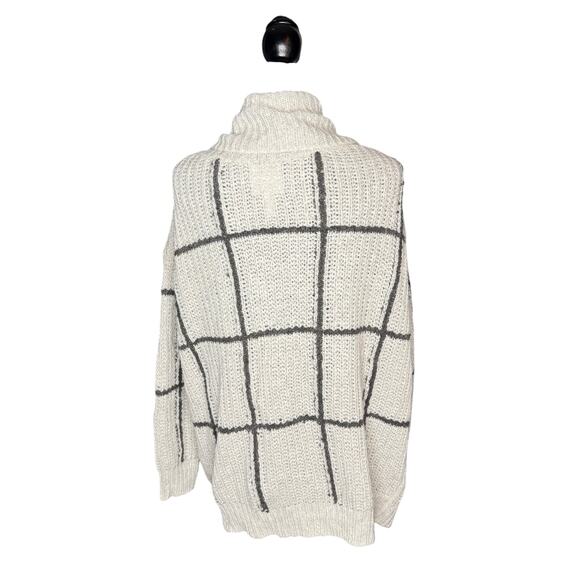 Leith Women's XS/S Gray Windowpane Open Cardigan Pockets Chunky Knit Sweater - Picture 2 of 8